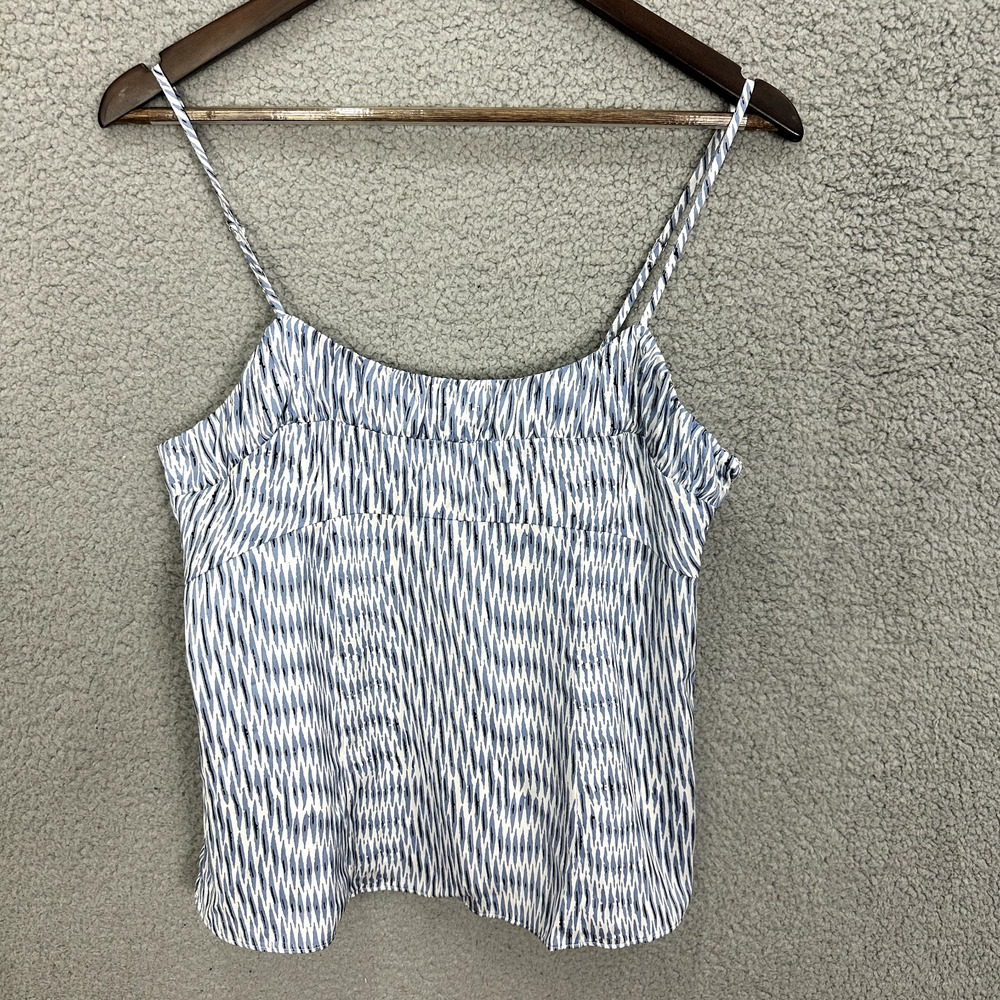 Banana Republic Cami Tank Top Womens 10 Blue Ikat Layering Coastal Preppy Summer